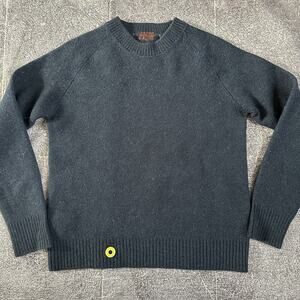 Women's Sheep Inc Fine Knit Merino Wool Navy Blue Crewneck Pullover Sweater Sz S